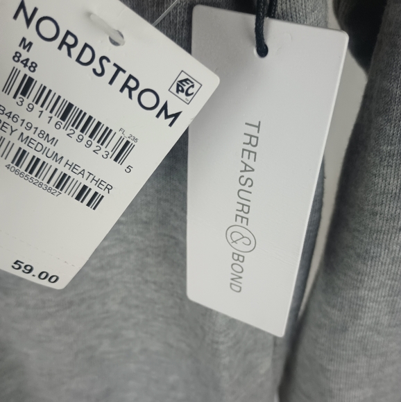 Treasure & Bond Zip-Up Hoodie In Grey Medium Heather Size Medium 8 - 10 NWT - Picture 6 of 11